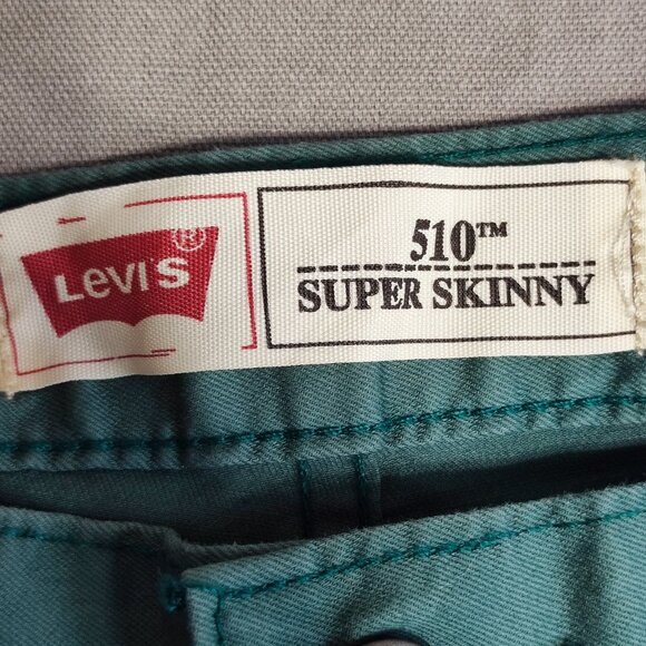 Levis 510 jeans women's size 12 reg. 26X26  green super skinny, stretch - Picture 6 of 12